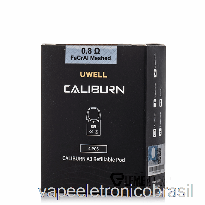 Vape Recarregável Uwell Caliburn A3 Pods De Substituição 0.8ohm A3 Fecral Mesh Pods